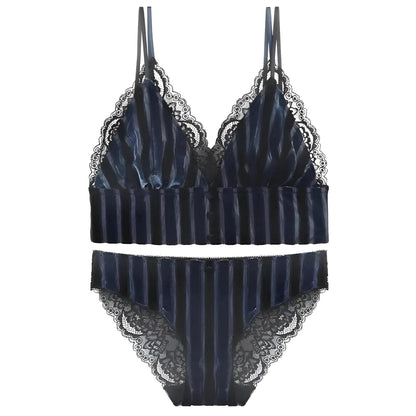 Navy Striped Lingerie Set