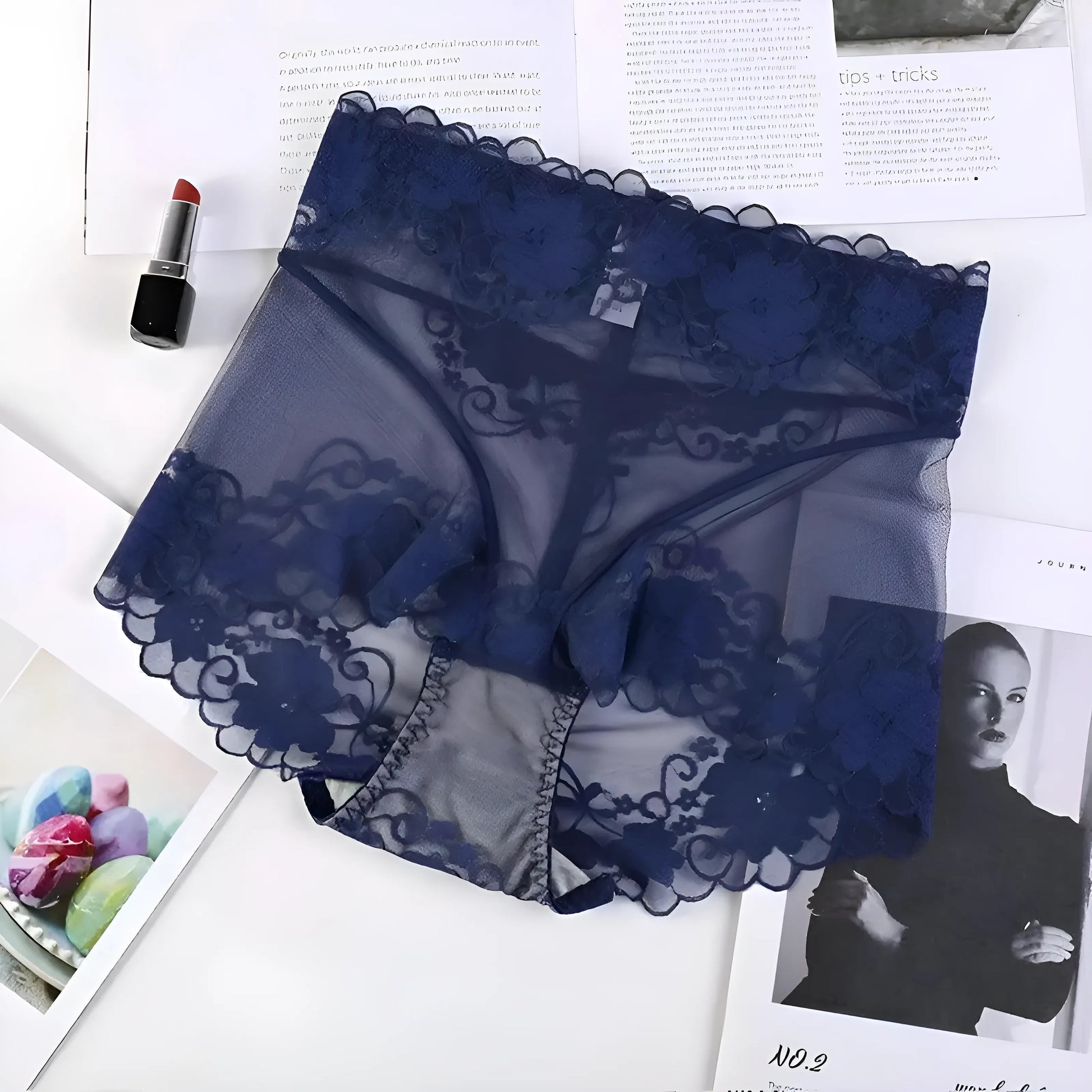 Navy Transparent Women's Boxer Shorts