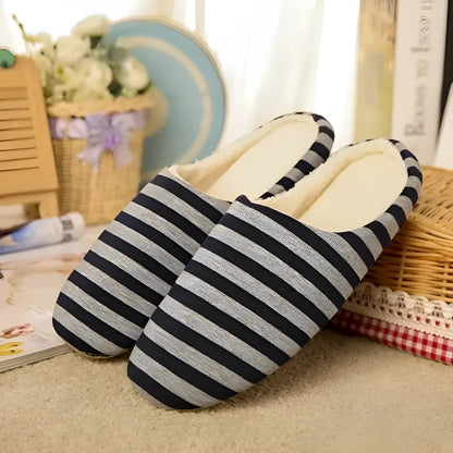 Navy Women's Striped Slippers