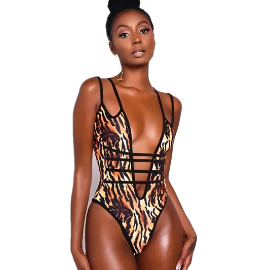  One-Piece Swimsuit with Deep Cut-Outs