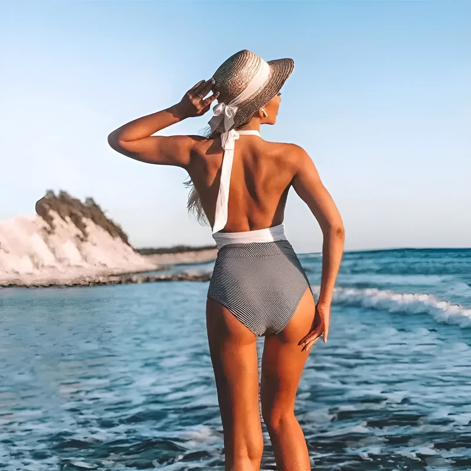  One-Piece Swimsuit with Open Back