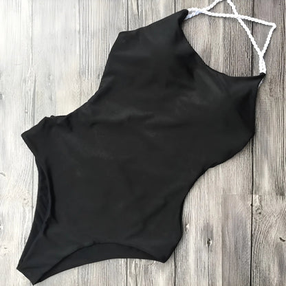  One-Piece Swimsuit with Straps at the Back