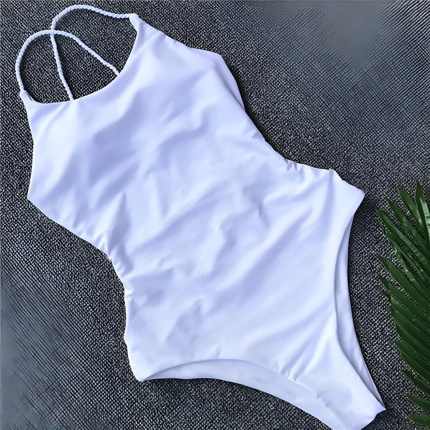  One-Piece Swimsuit with Straps at the Back