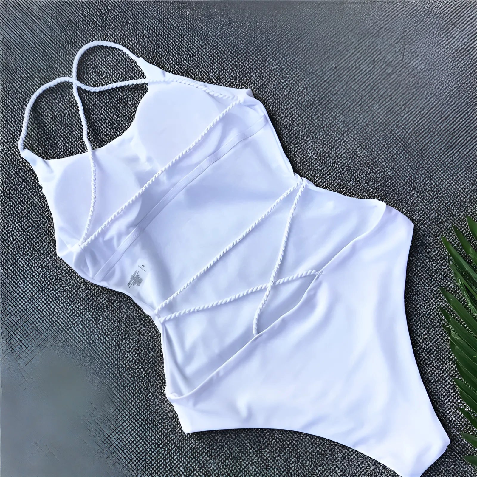  One-Piece Swimsuit with Straps at the Back