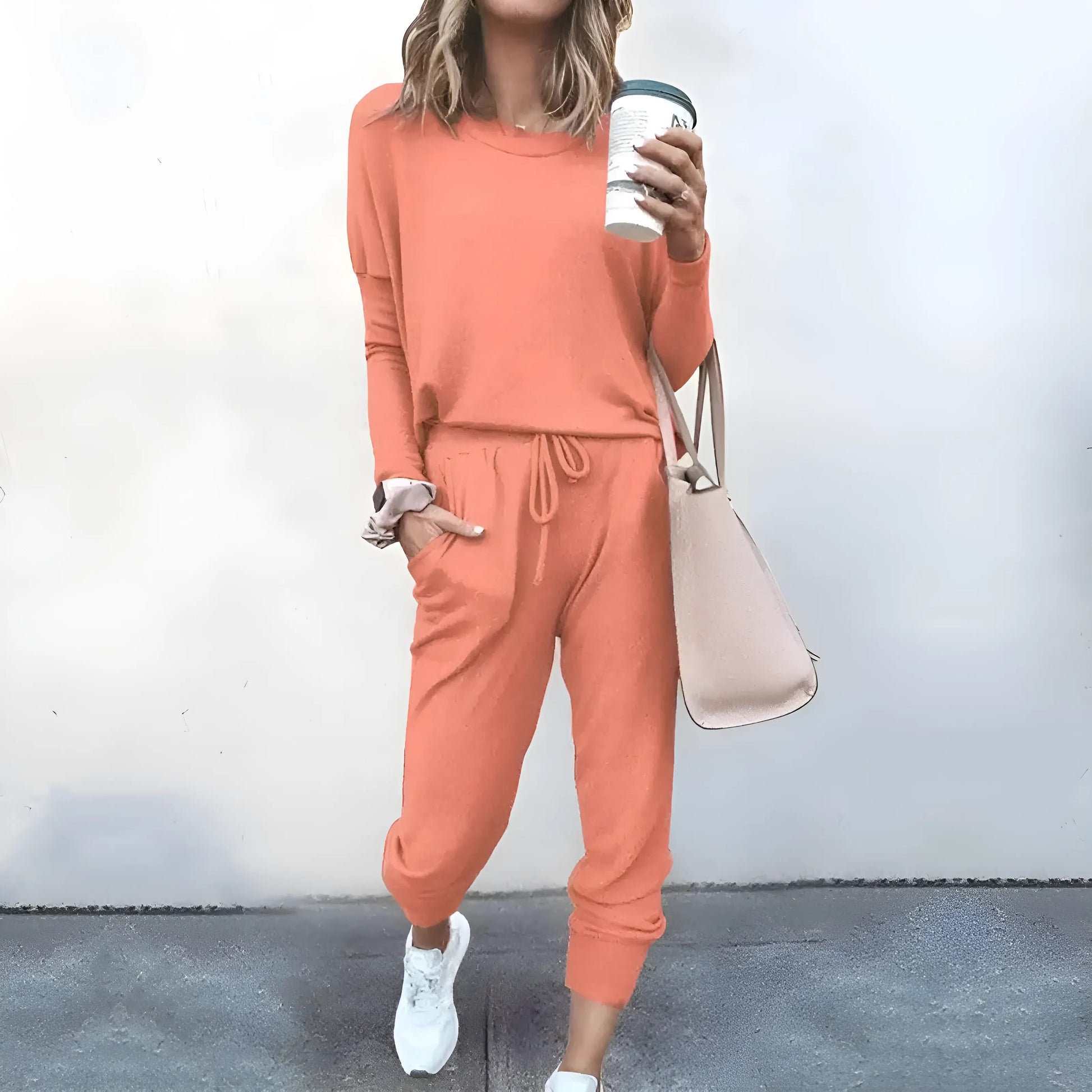 Orange Casual Tracksuit Set