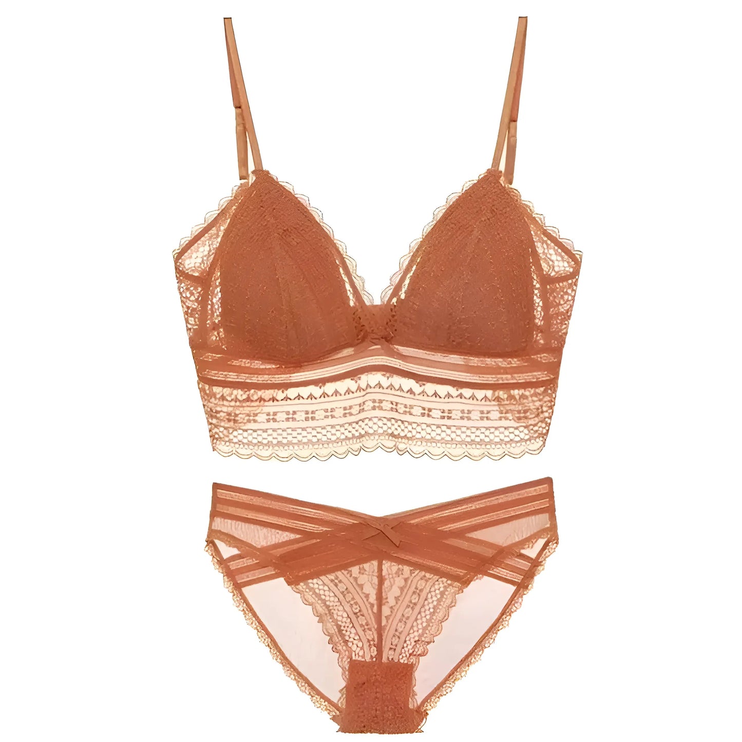 Orange Lace Lingerie Set with Low Back