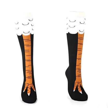 Orange Long Socks in Colourful Patterns