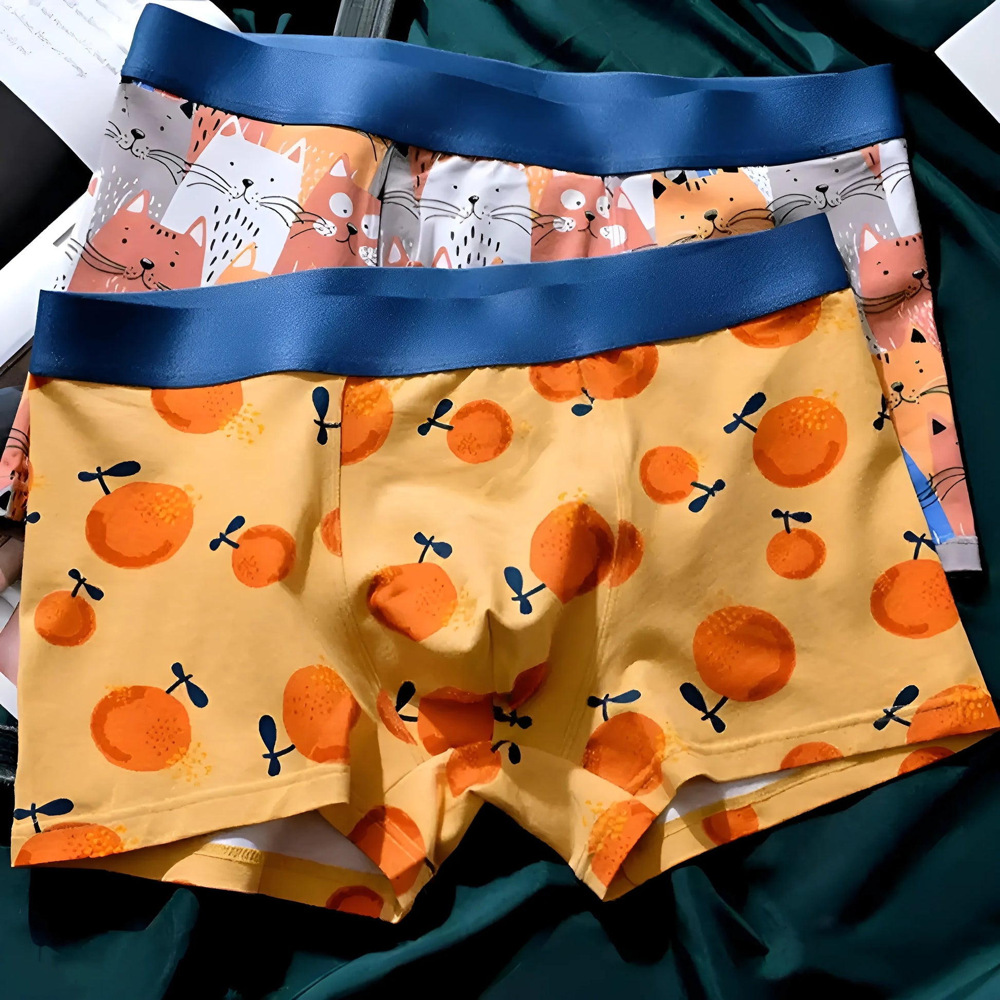 Orange Men's Fruit Print Boxer Shorts