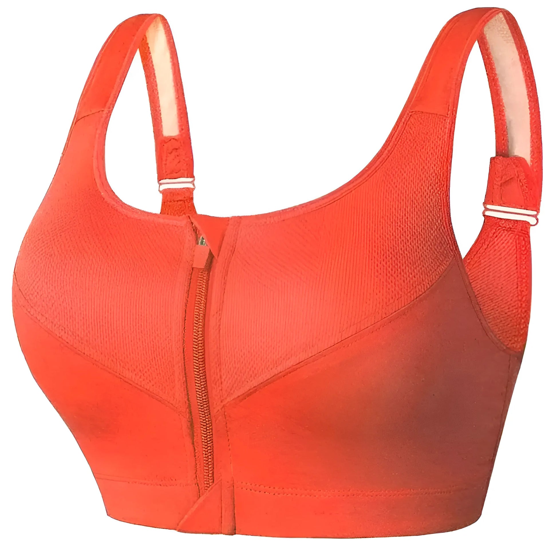 Orange Plus Size Sports Bra with Zip Closure