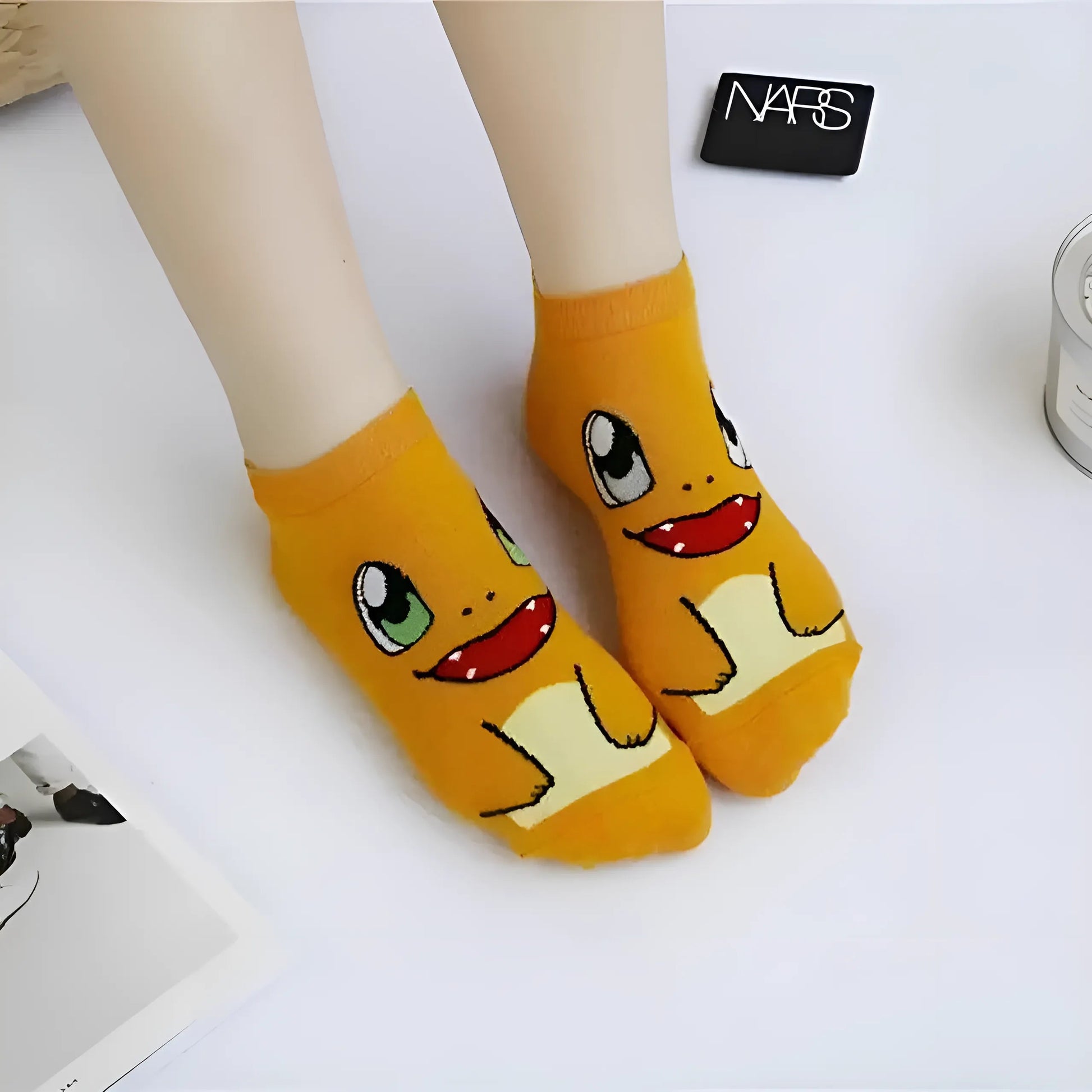 Orange Short Pokémon Print Socks