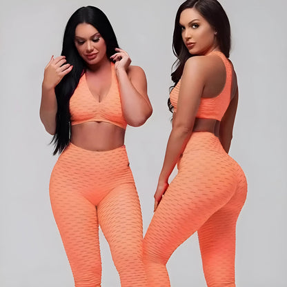 Orange Sporty Set with V-Neck