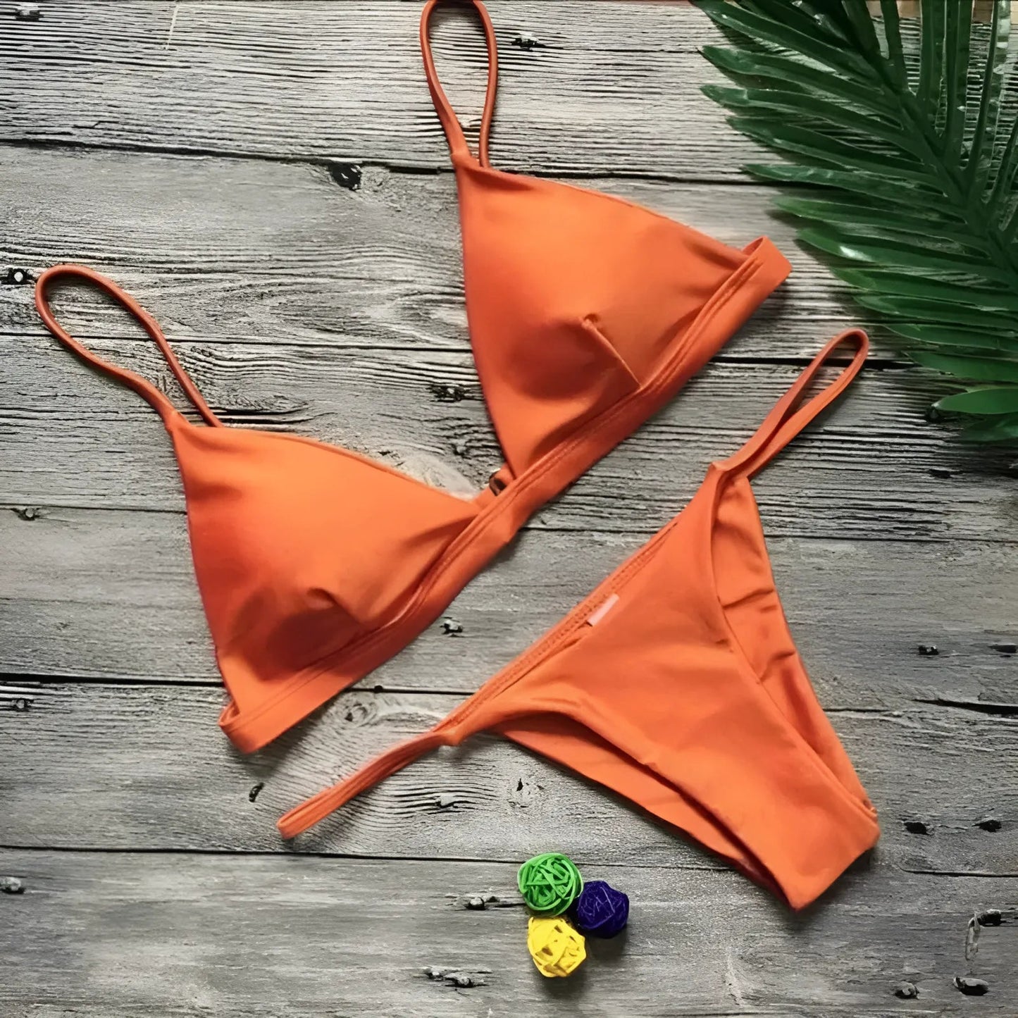 Orange Two-Piece Triangle Cup Bikini Set