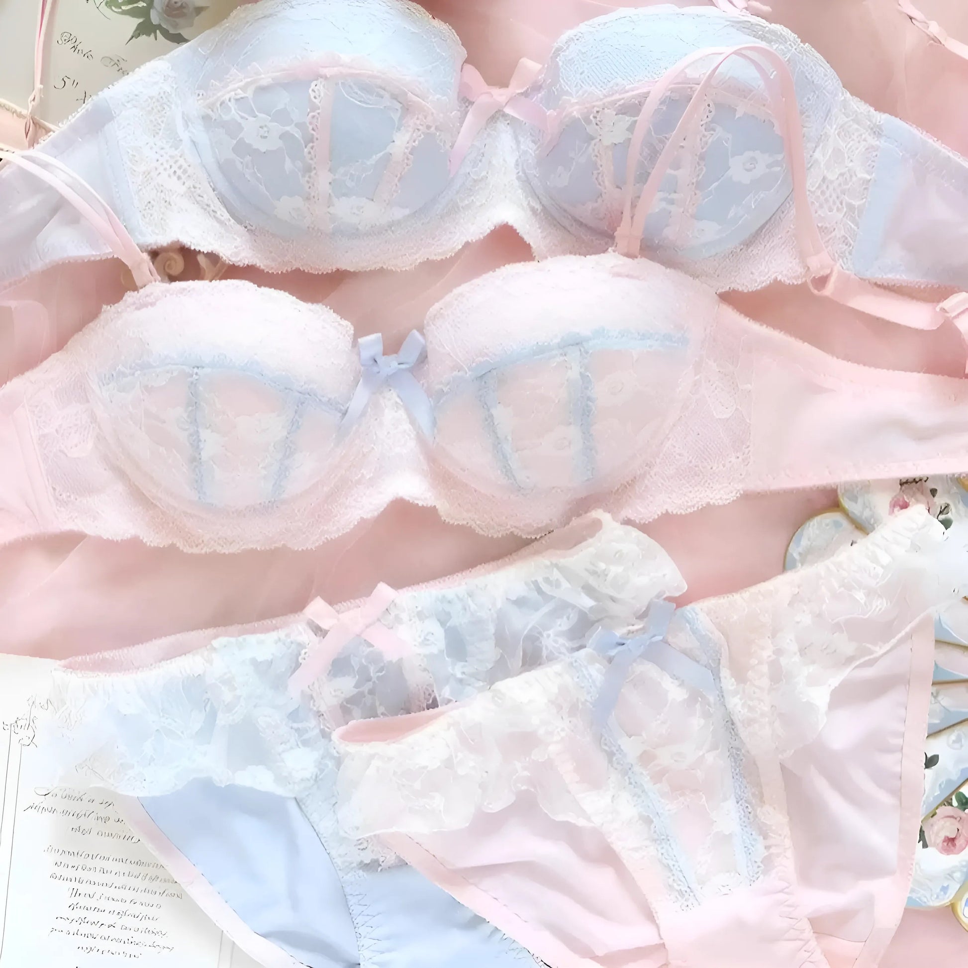  Pastel Lace Lingerie Set