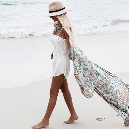 Patterned beach kimono