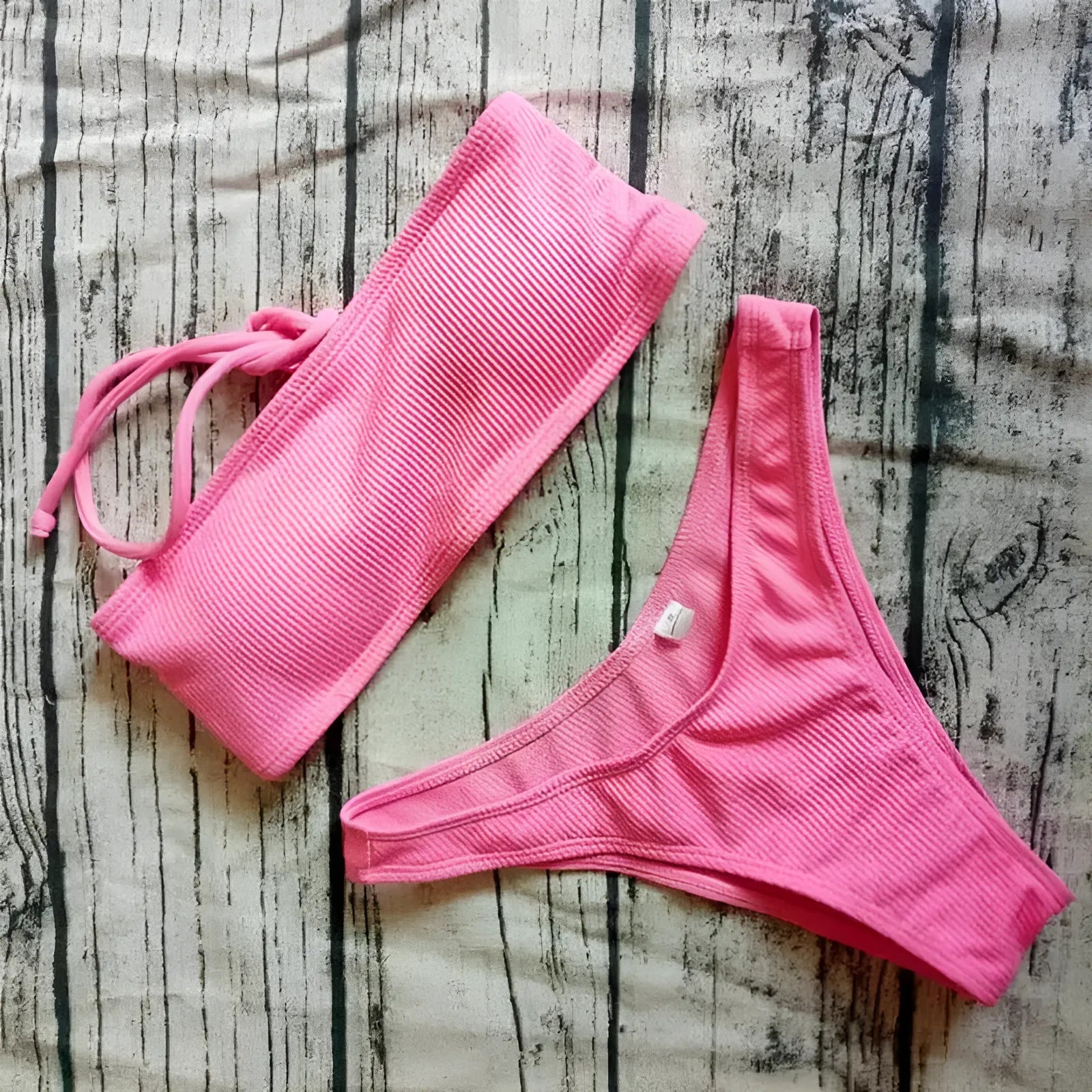 Pink Bandeau Bikini Set