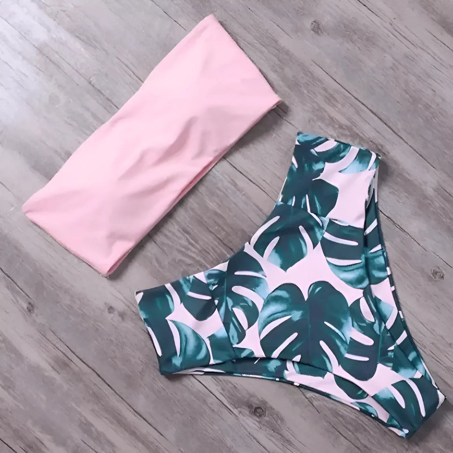 Pink Bandeau Two-Piece Swimsuit