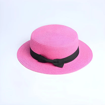 Pink Beach Hat with Black Ribbon