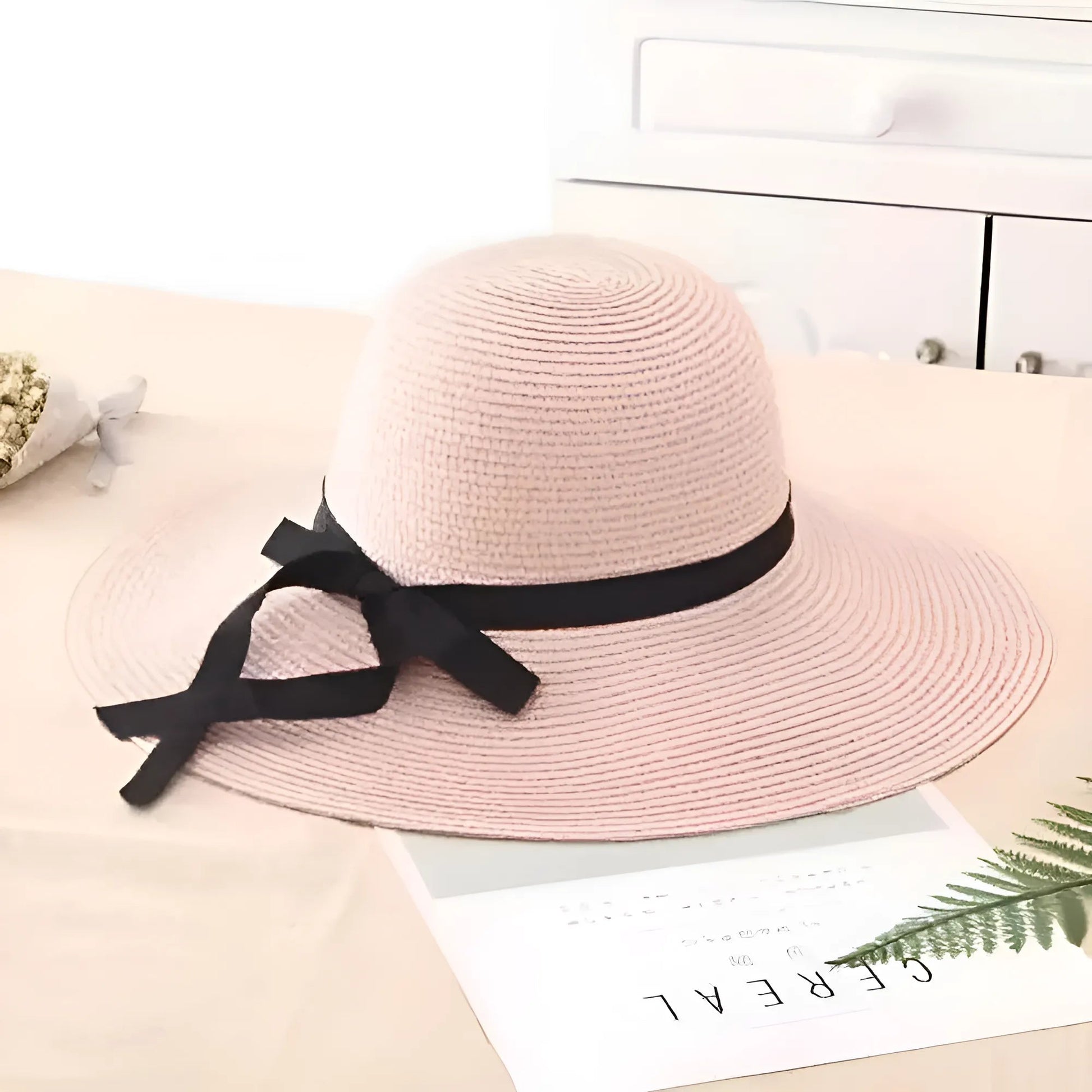 Pink Beach Hat with Bow