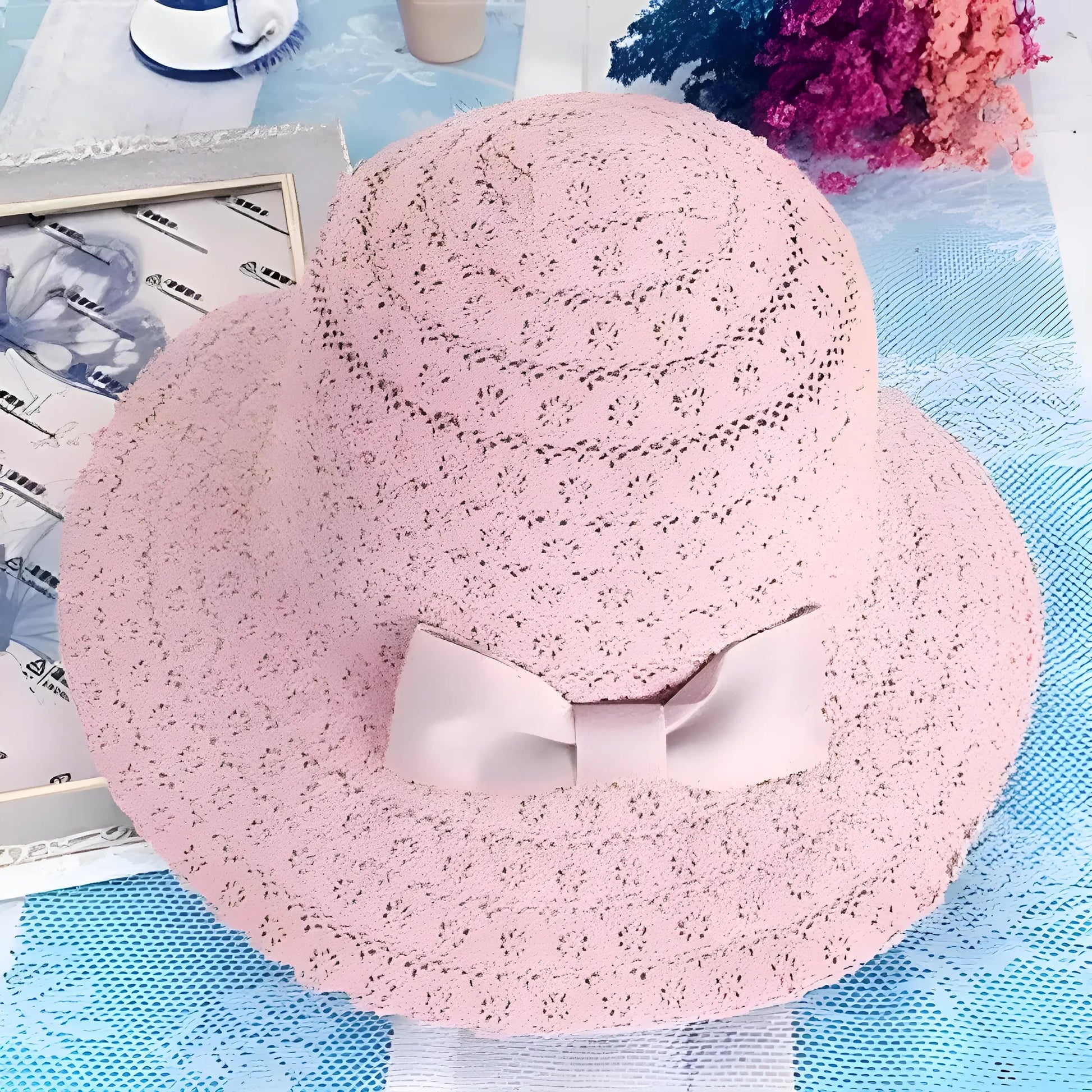 Pink Beach Hat with Bow