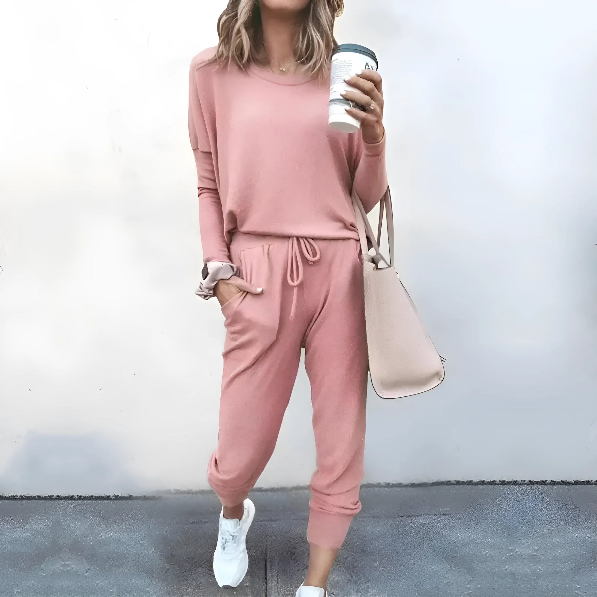 Pink Casual Tracksuit Set