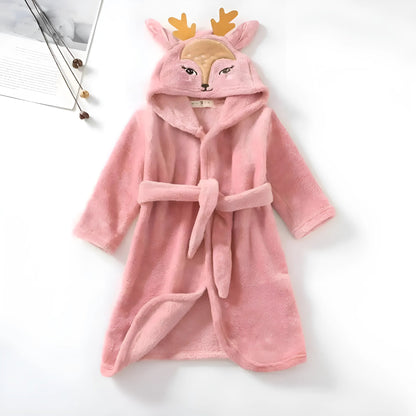 Pink Children's Dressing Gown with Fawn Design