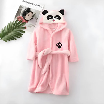 Pink Children's Panda Print Bathrobe