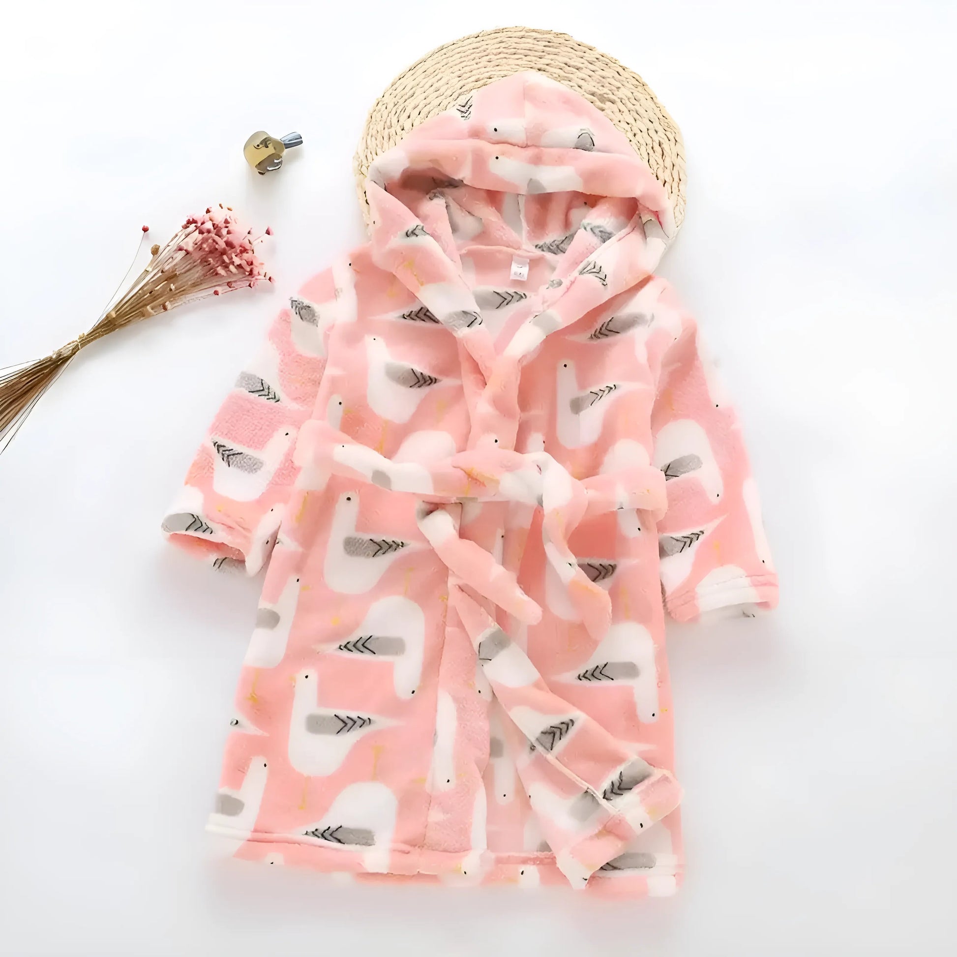 Pink Children's Patterned Bathrobe