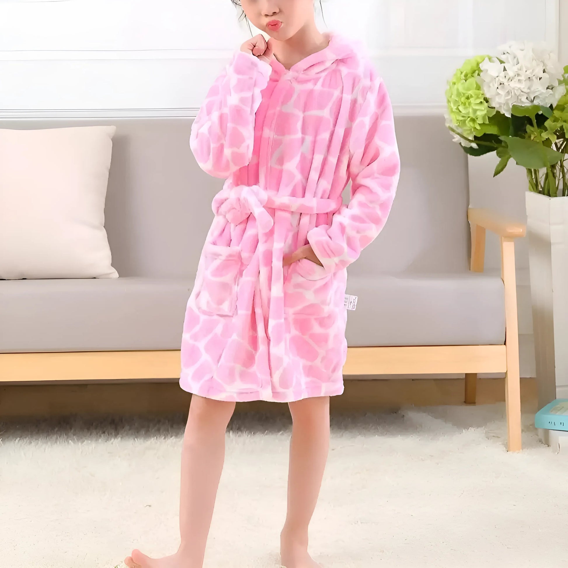 Pink Children's Robe in Colourful Patterns