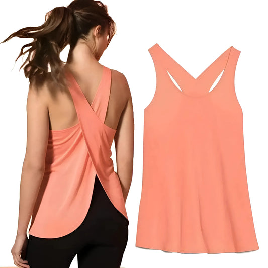 Pink Cross-Back Sports Top