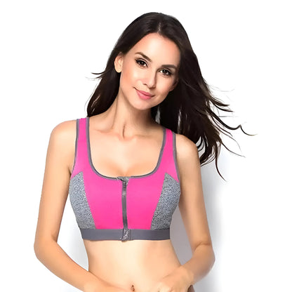 Pink Double Sports Bra with Zip