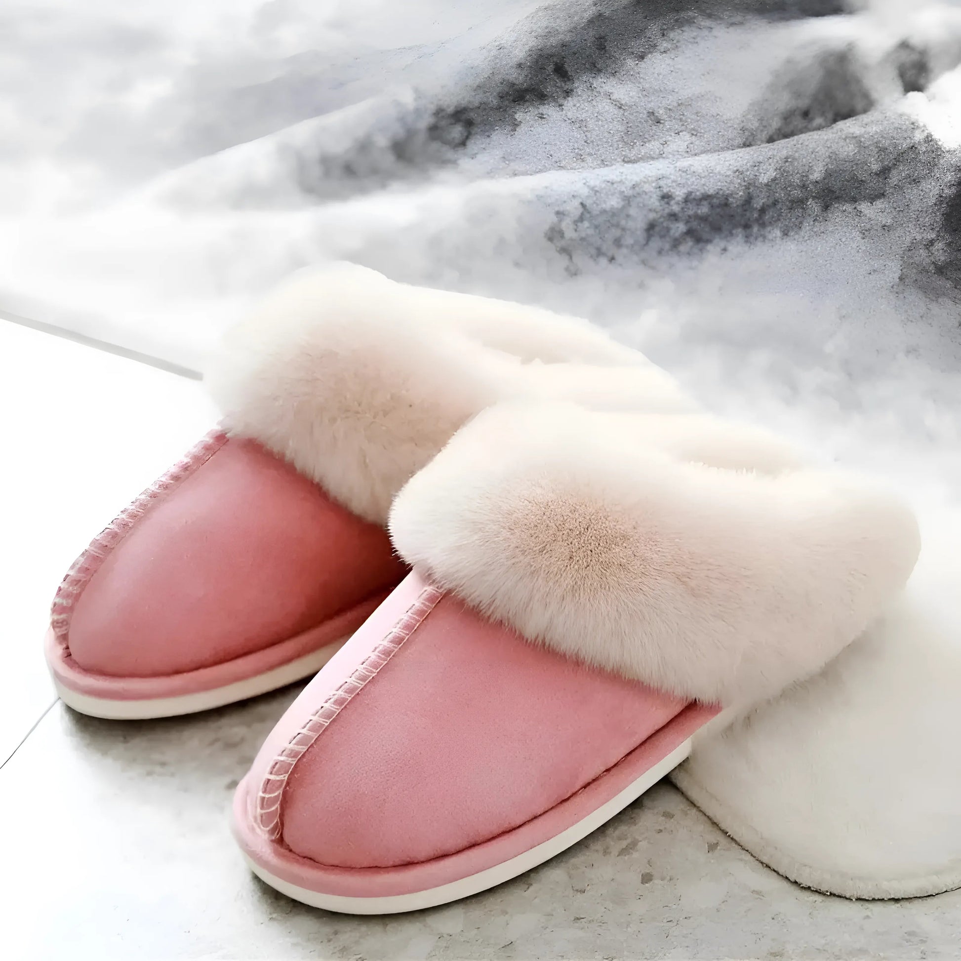 Pink Faux Fur Slippers