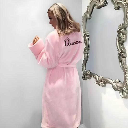 Pink Fluffy Women's Robe "Queen"