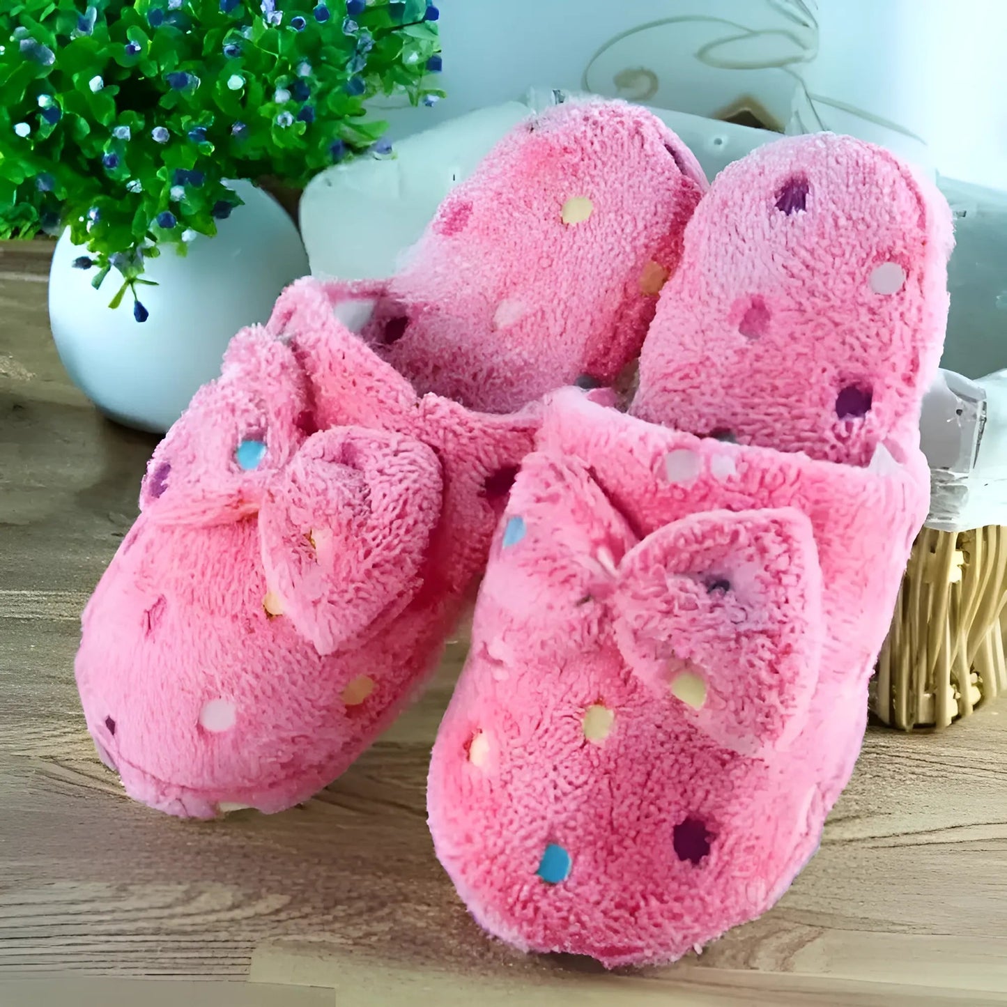 Pink Home Slippers with Bow