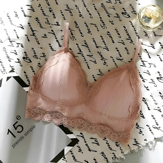 Pink Lace Bralette Bra