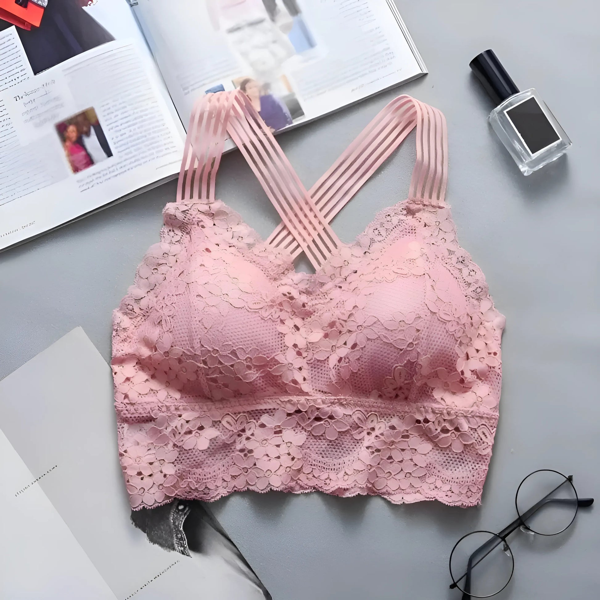 Pink Lace Bralette Top