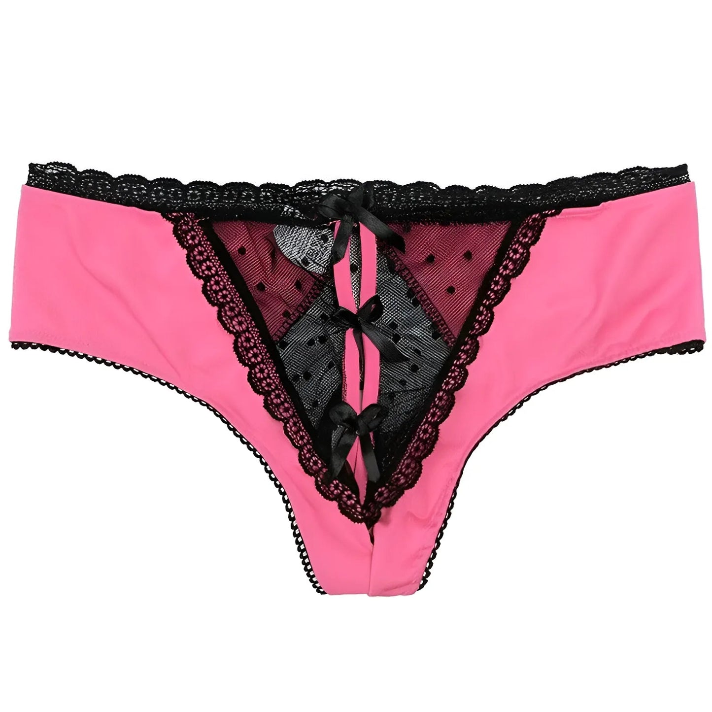 Pink Lace Briefs with Cut-Out Detail