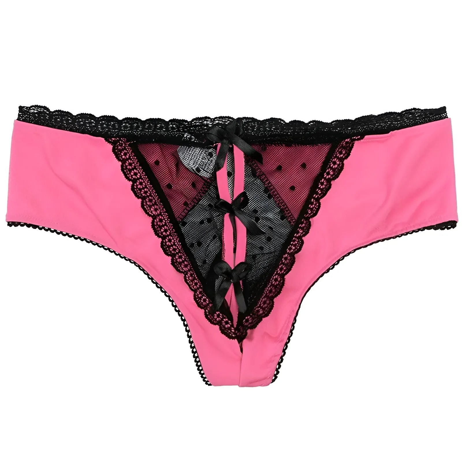 Pink Lace Briefs with Cut-Out Detail