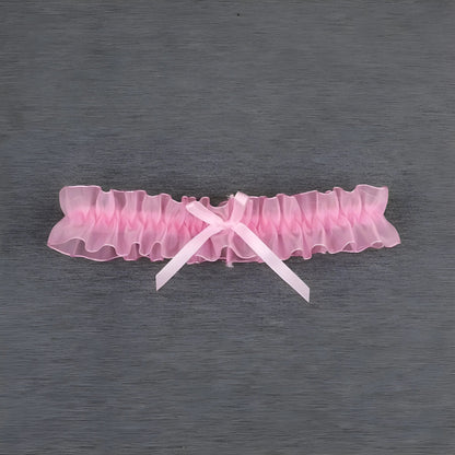 Pink Lace Garter with Bow