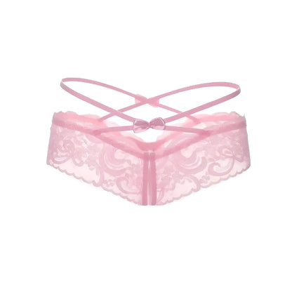 Pink Lace Knickers with Decorative Straps