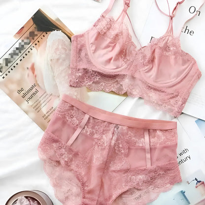 Pink Lace Lingerie Set