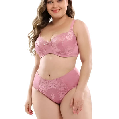 Pink Lace Lingerie Set in Plus Sizes