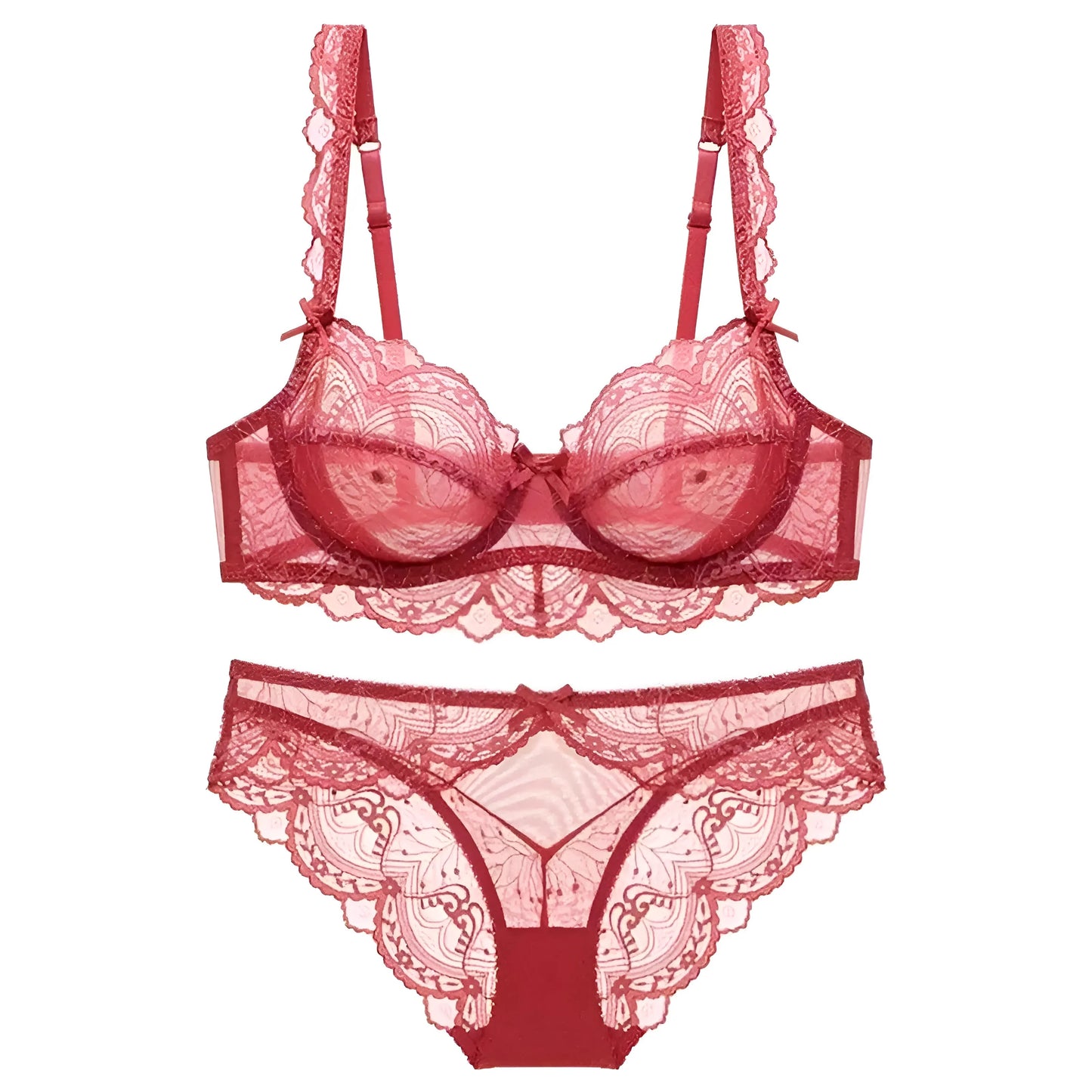 Pink Lace Lingerie Set with Briefs