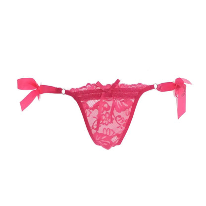 Pink Lace String Thong with Hip Ties