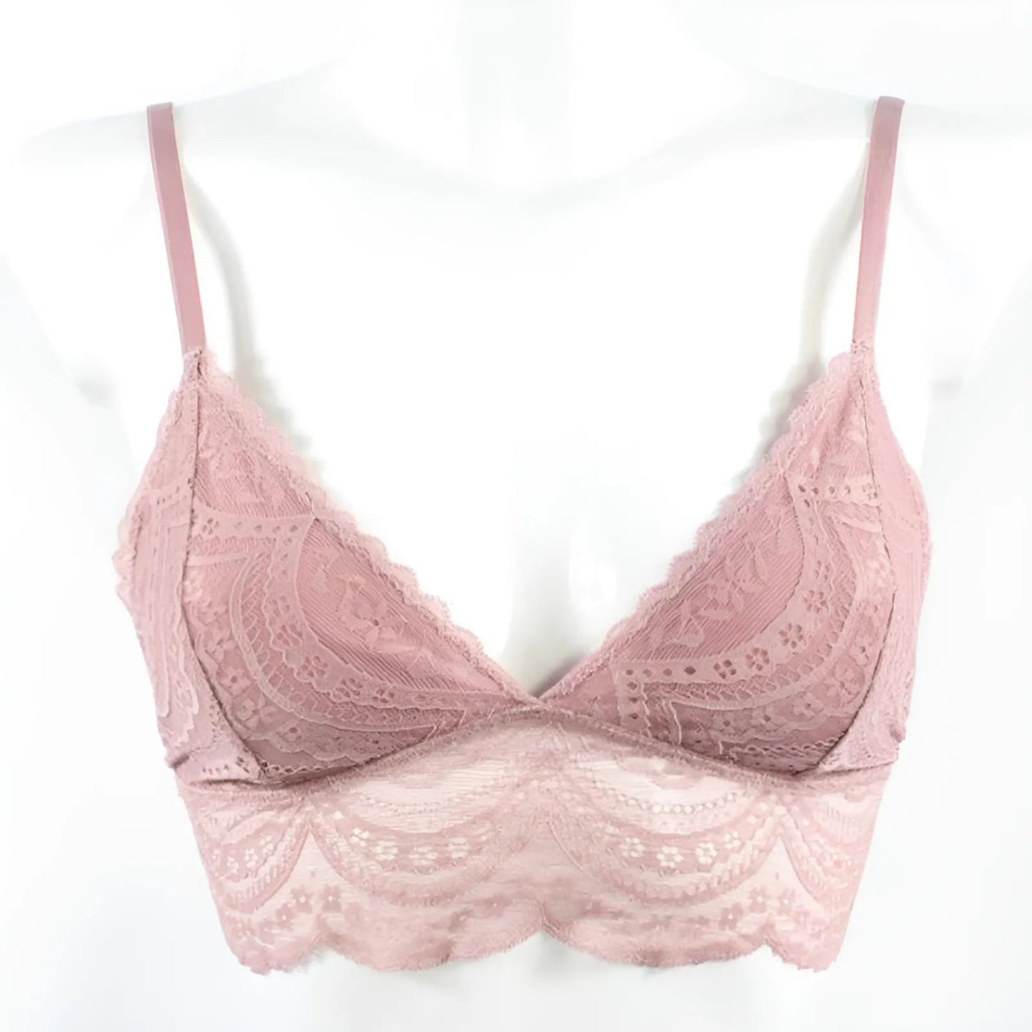 Pink Lace Triangle Bralette with Low Rise