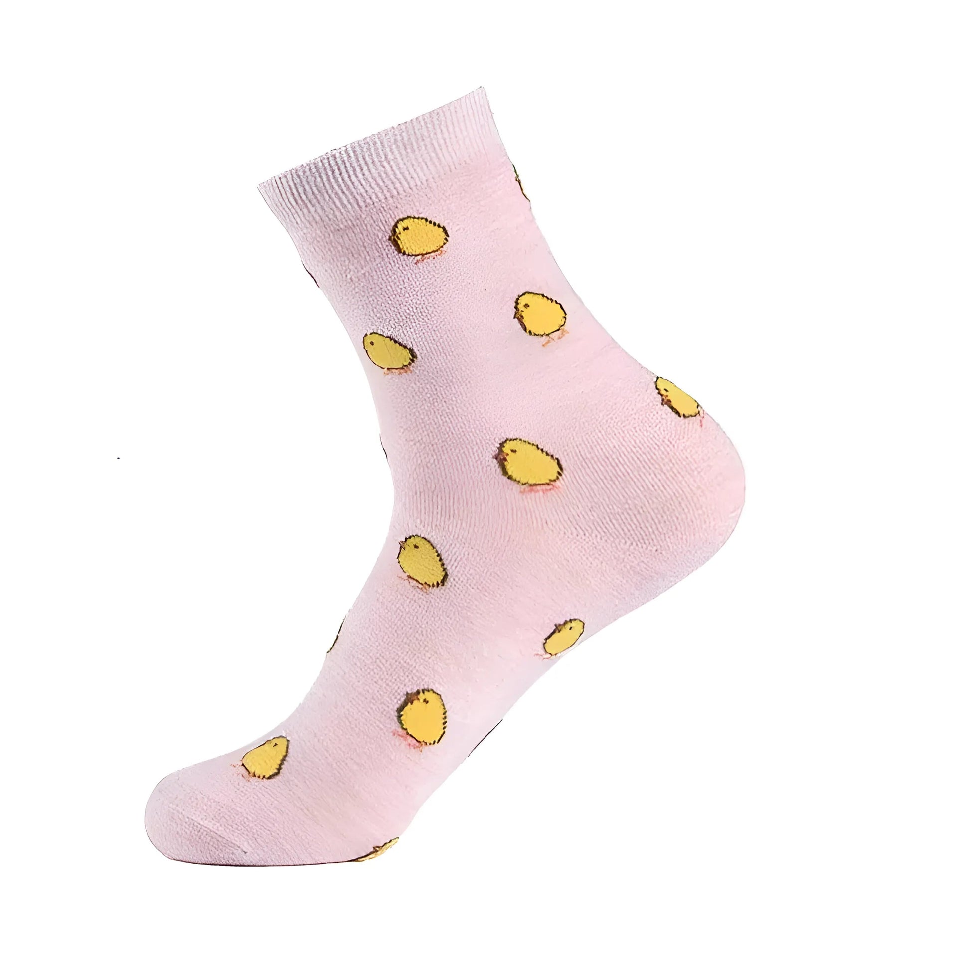 Pink Long Socks with Colourful Prints