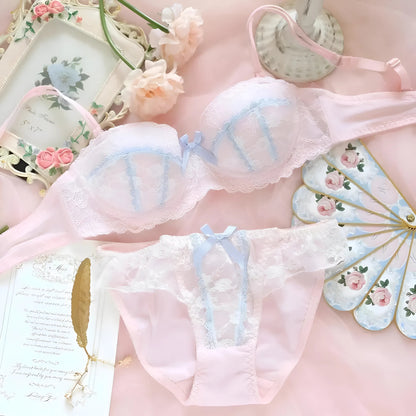 Pink Pastel Lace Lingerie Set