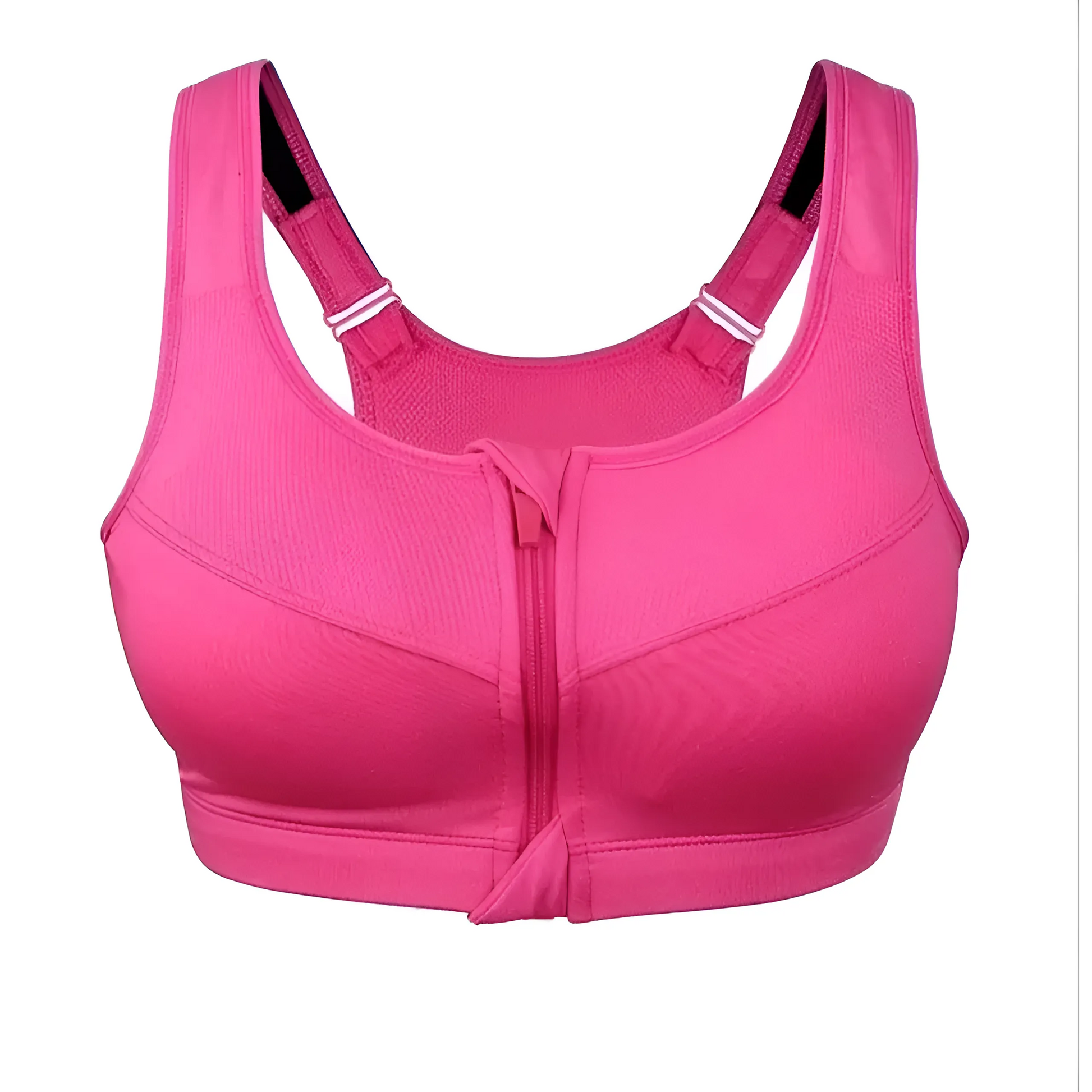 Pink Plus Size Sports Bra with Zip Closure