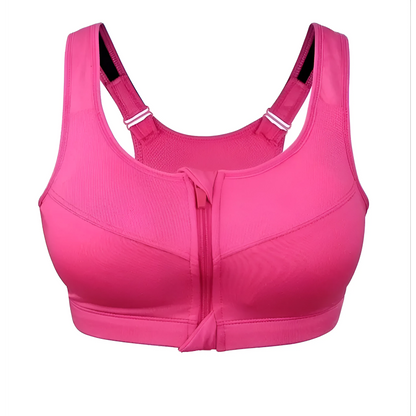 Pink Plus Size Sports Bra with Zip Closure