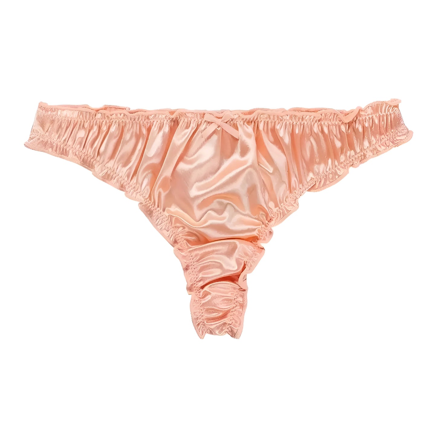 Pink Satin Frill String Thong