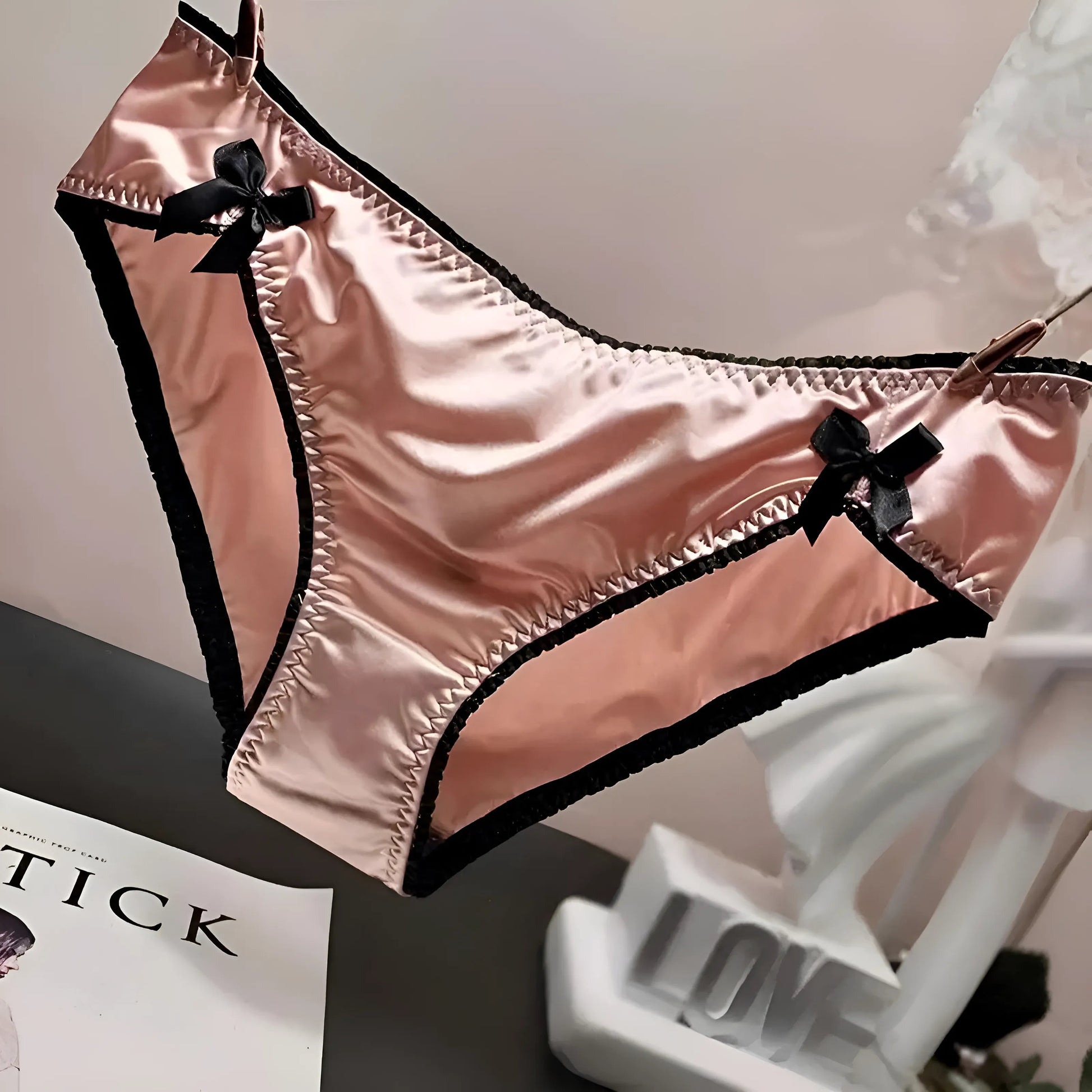 Pink Satin Knickers with Bows